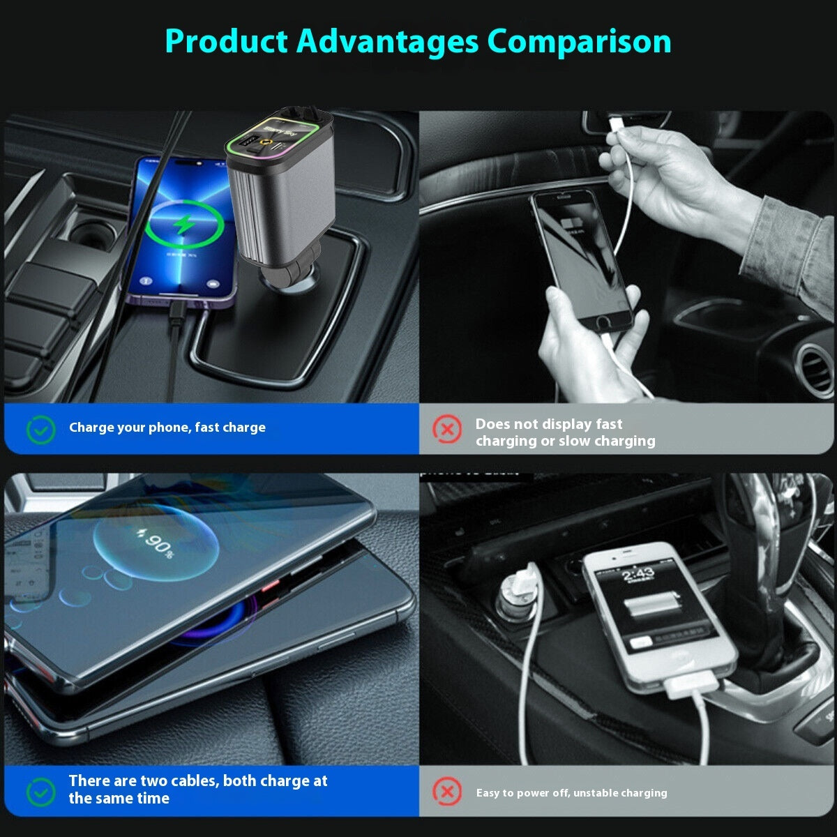 Portable Four-in-one 120W Starry Sky Car Charger