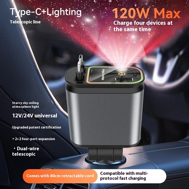 Portable Four-in-one 120W Starry Sky Car Charger